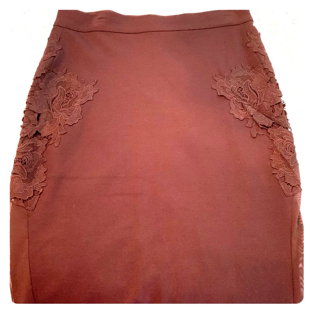 Black pencil skirt with lace and mesh